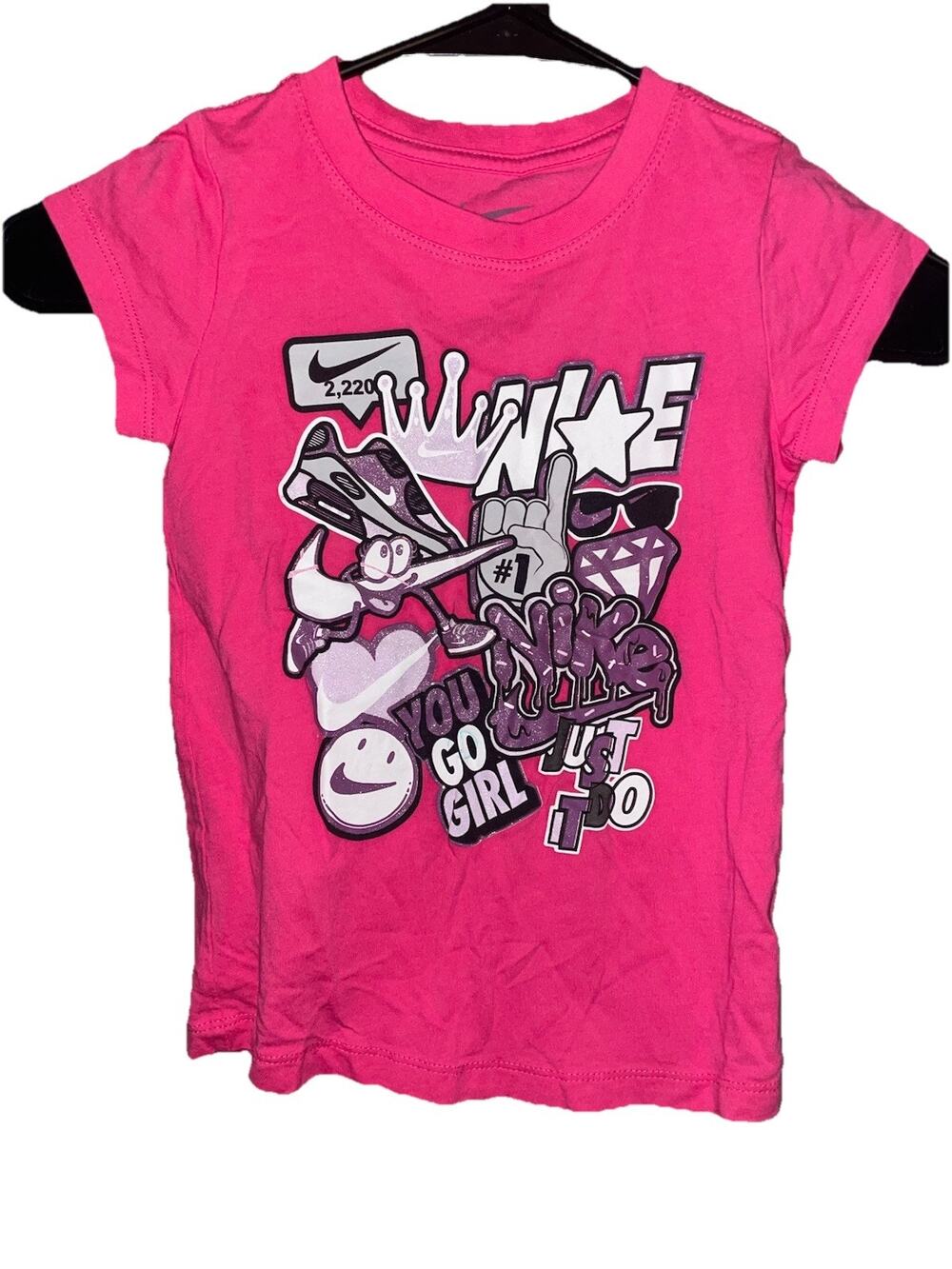 Little Girls Pink Nike Graphic Tshirt Sz 6 Short Sleeve Summer Top